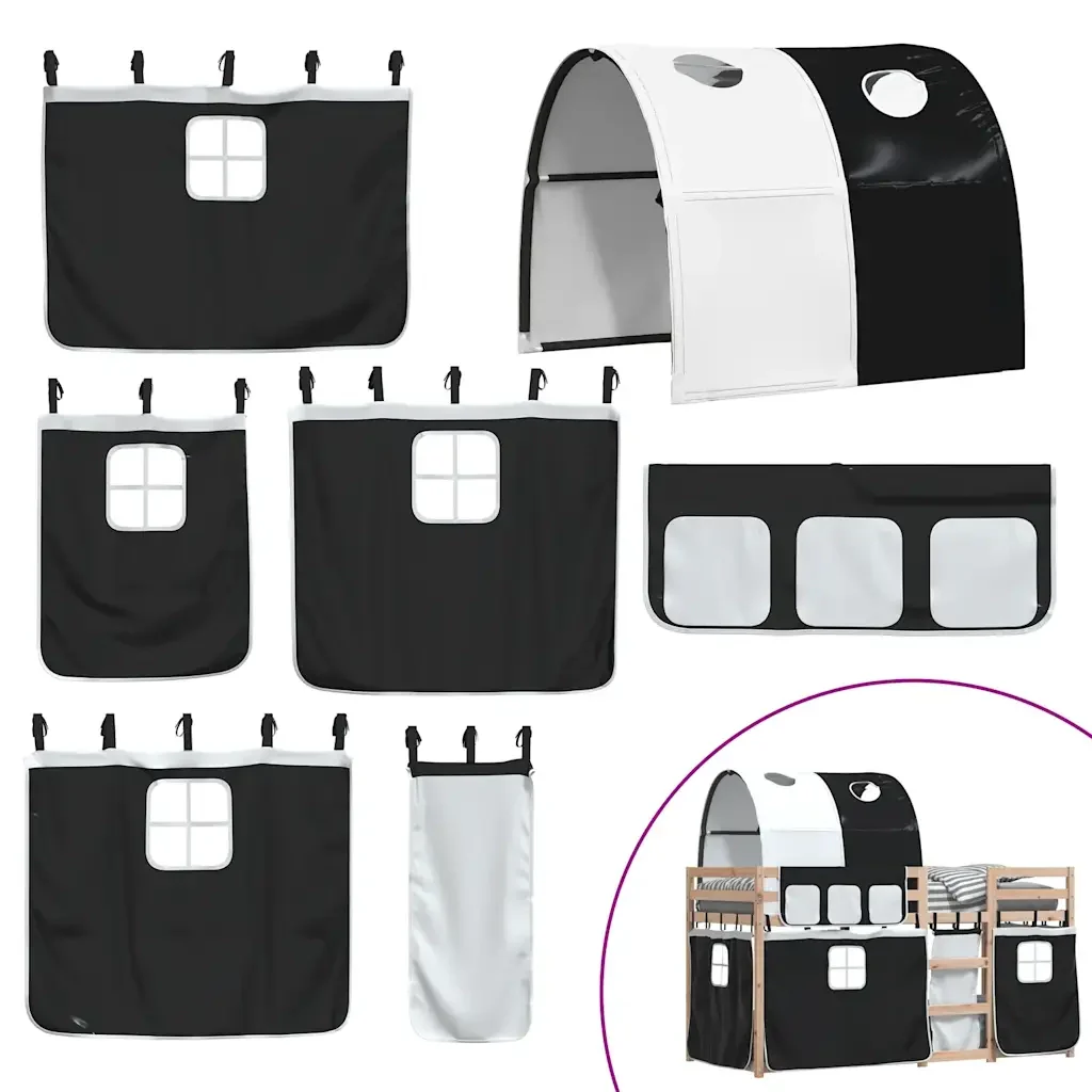 Letto singolo | Letto per adulti | Letto a Castello senza Materasso Bianco e Nero 90x200cm in Pino - Image 10