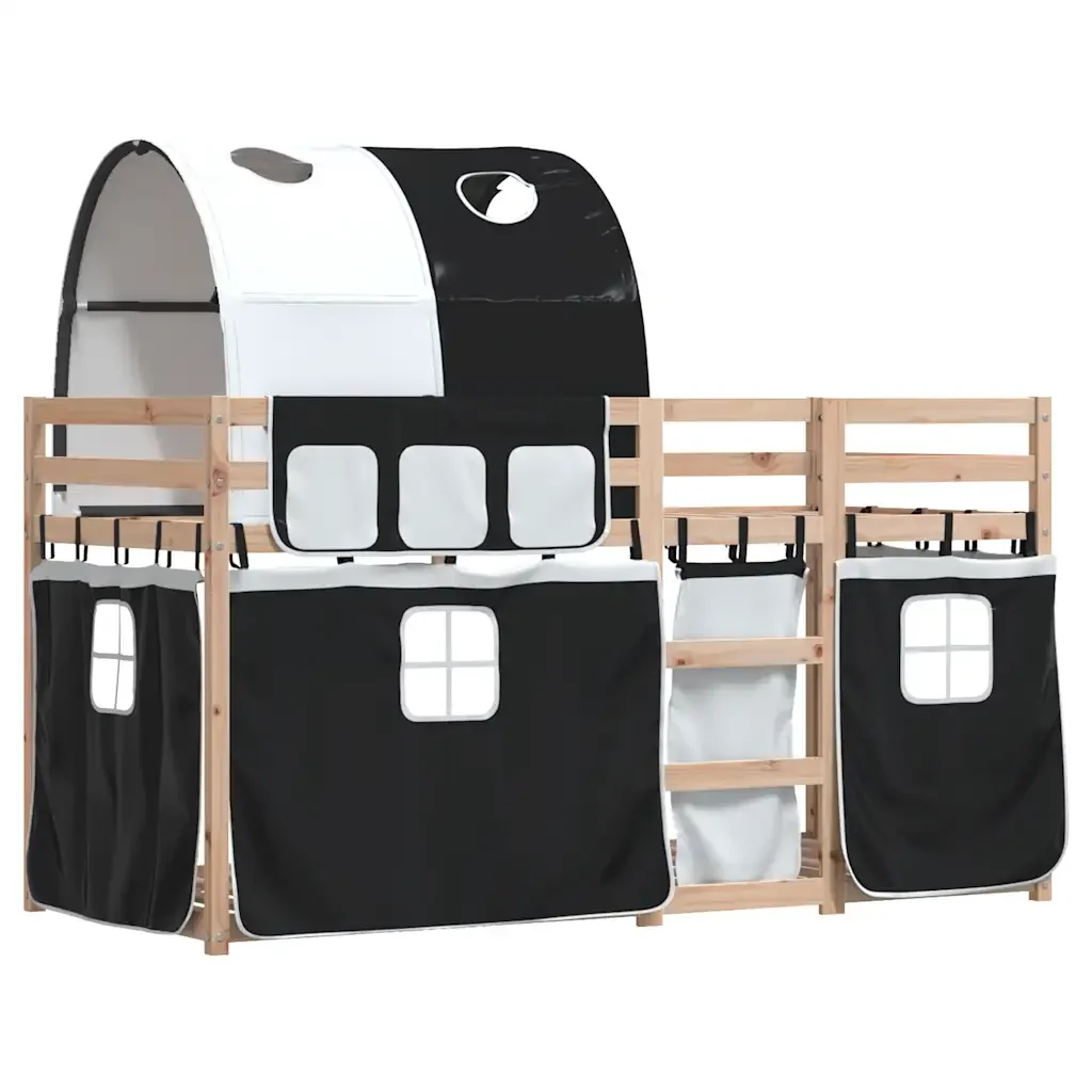Letto singolo | Letto per adulti | Letto a Castello senza Materasso Bianco e Nero 90x200cm in Pino - Image 4