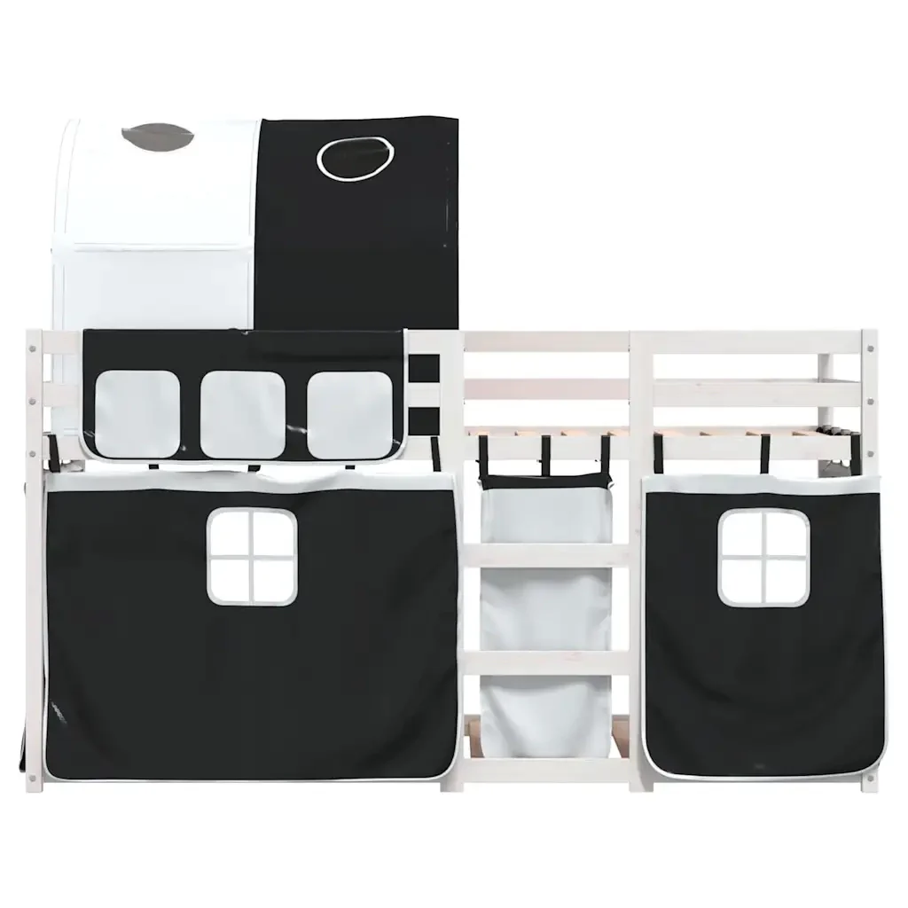 Letto singolo | Letto per adulti | Letto a Castello senza Materasso Bianco e Nero 90x200cm in Pino - Image 5