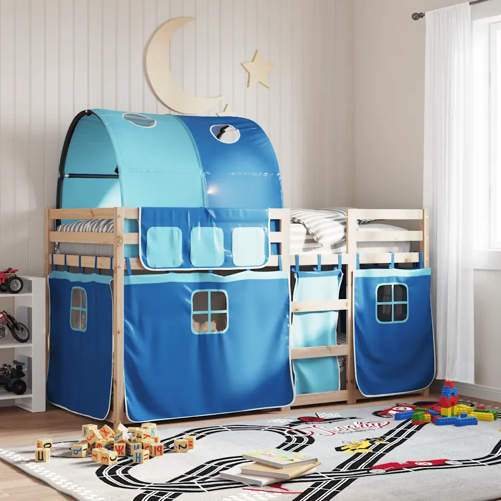 Letto singolo | Letto per adulti | Letto a Castello senza Materasso Blu 75x190 cm Massello Pino - Image 2