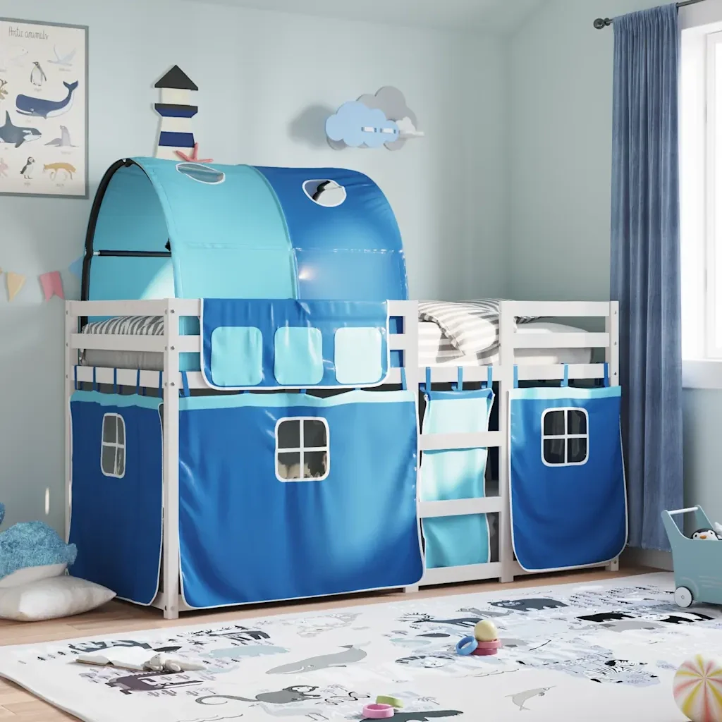 Letto singolo | Letto per adulti | Letto a Castello senza Materasso Blu 75x190 cm Massello Pino - Image 2