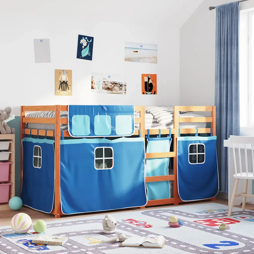 Letto singolo | Letto per adulti | Letto a Castello senza Materasso Blu 80x200 cm Massello Pino - Image 2