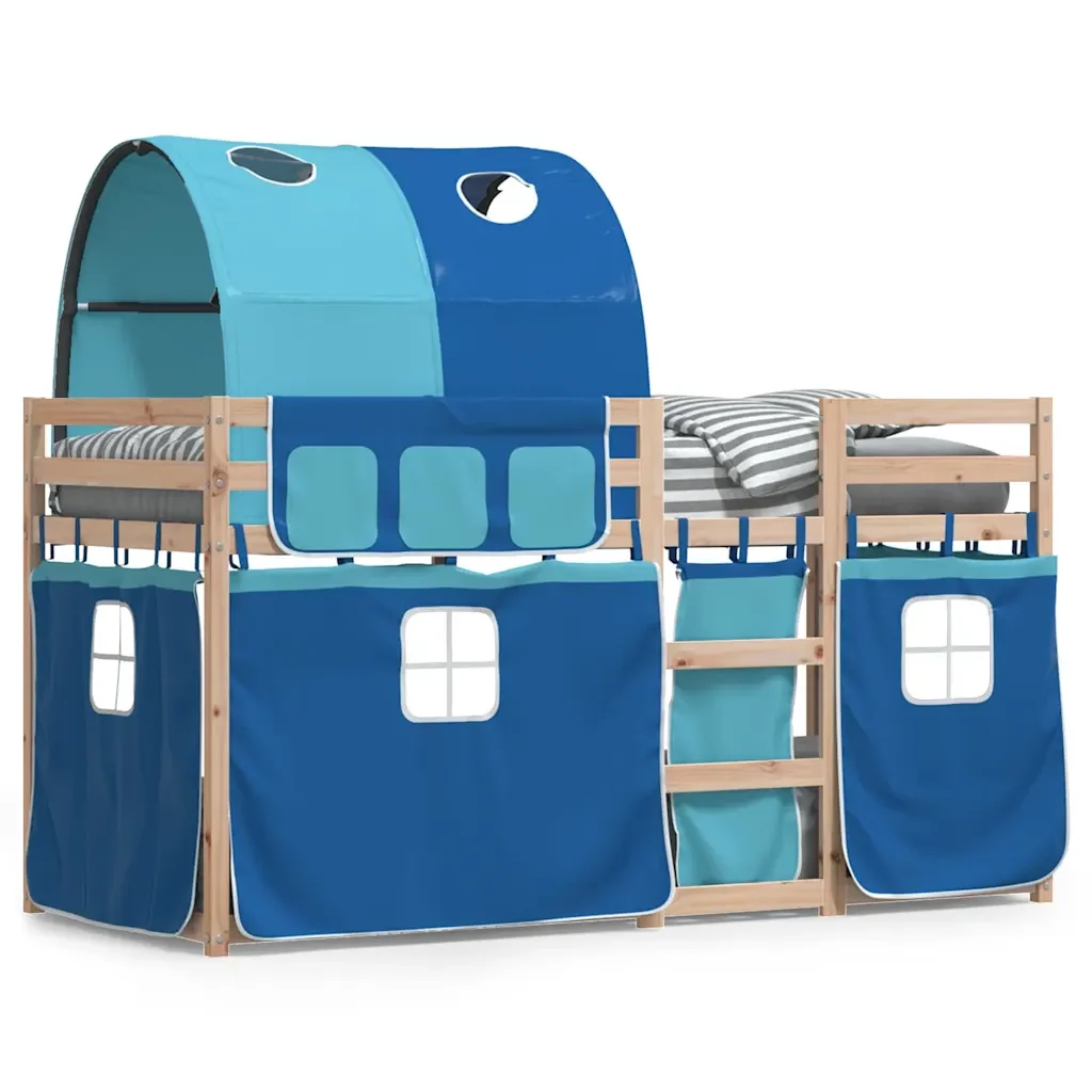 Letto singolo | Letto per adulti | Letto a Castello senza Materasso Blu 80x200 cm Massello Pino