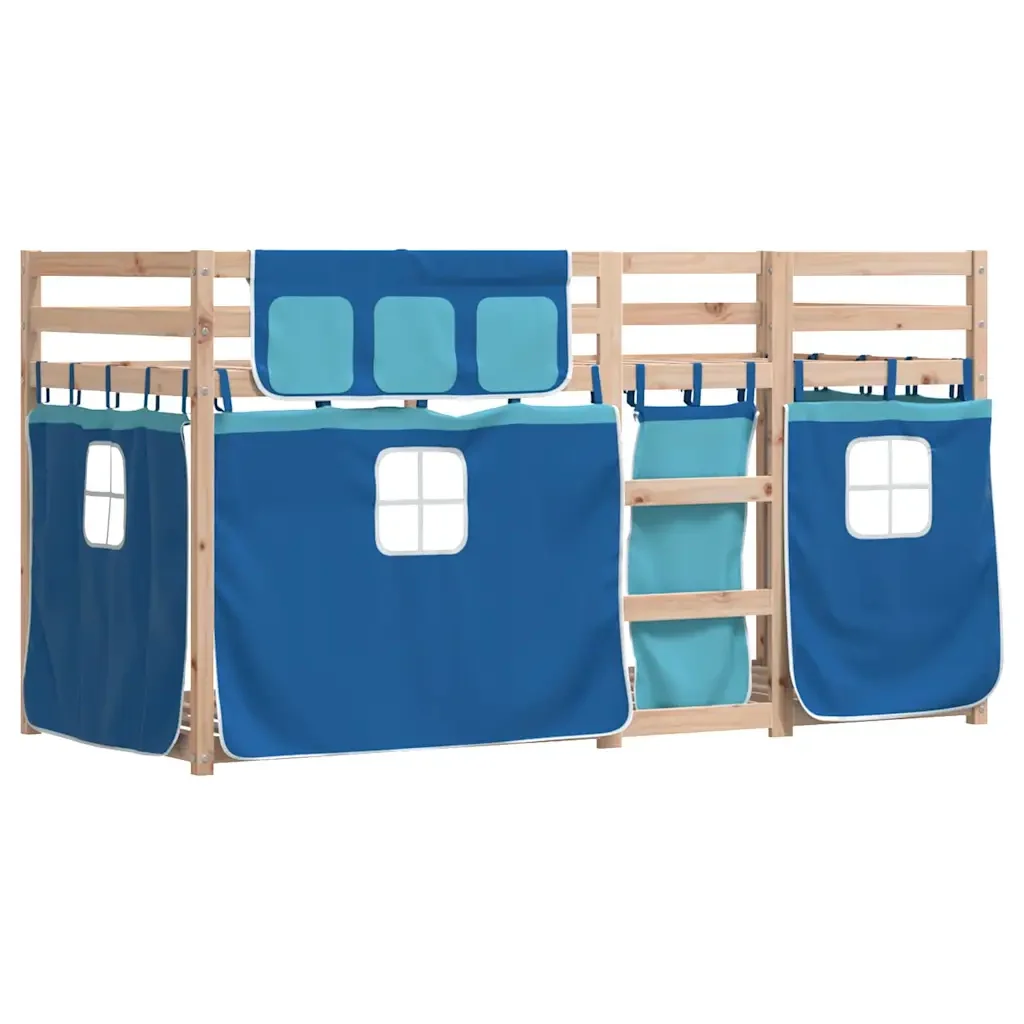 Letto singolo | Letto per adulti | Letto a Castello senza Materasso Blu 80x200 cm Massello Pino - Image 4