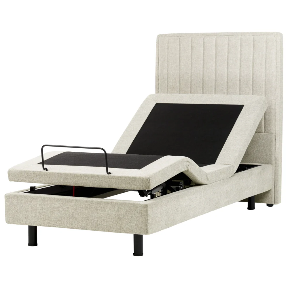 Letto Tessuto Beige chiaro Elettrico Regolabile con Telecomando 90 x 200 cm