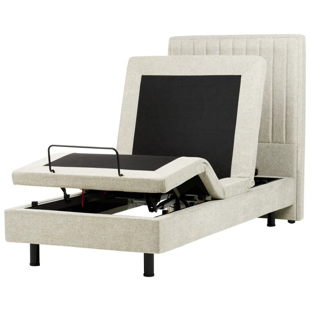 Letto Tessuto Beige chiaro Elettrico Regolabile con Telecomando 90 x 200 cm - Image 4