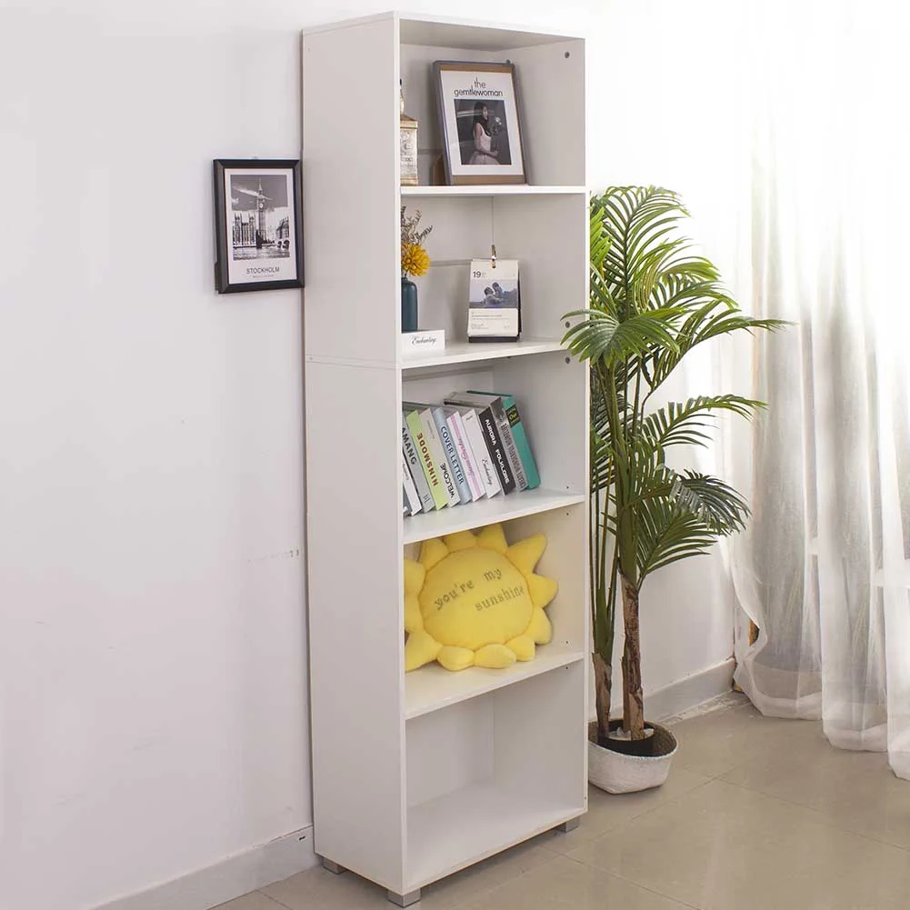 Libreria Armadio Scaffale Con 5 Ripiani Design Moderno Libri Casa Ufficio Bianco - Image 4