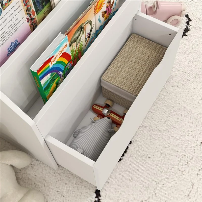 LIBRERIA PER BAMBINI 3-8 ANNI A 3 RIPIANI CON CASSETTO INFERIORE, IN MDF, 62.5X30X70 CM, BIANCO - Image 4