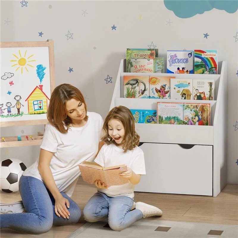 LIBRERIA PER BAMBINI 3-8 ANNI A 3 RIPIANI CON CASSETTO INFERIORE, IN MDF, 62.5X30X70 CM, BIANCO - Image 5