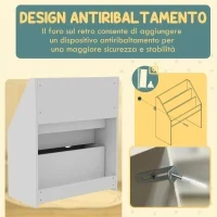 Libreria per Bambini 3-8 Anni a 3 Ripiani con Cassetto Inferiore, in MDF, 62.5x30x70 cm, Grigio - Image 5
