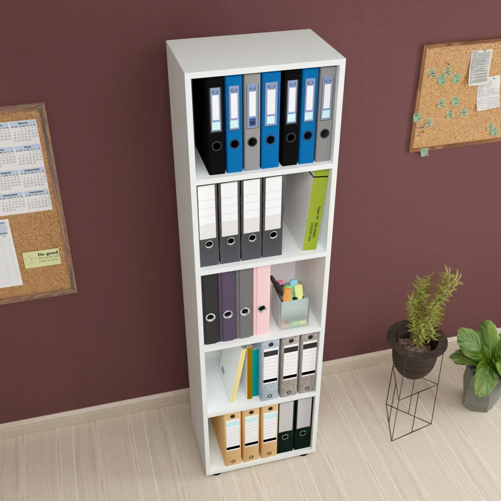 Libreria 'Vara' Altezza: 178 cm Scaffale a Terra con 5 Scomparti Aperti - Bianco [en.casa] - Image 3