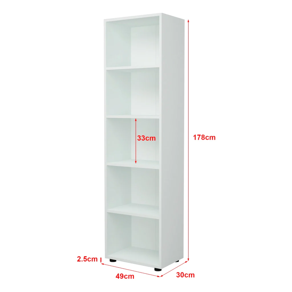 Libreria 'Vara' Altezza: 178 cm Scaffale a Terra con 5 Scomparti Aperti - Bianco [en.casa] - Image 6