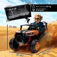 Macchina Elettrica per Bambini 3-8 Anni 24V a 2 Posti, Doppio Motore, Telecomando e Soft Start, Arancione - Image 3
