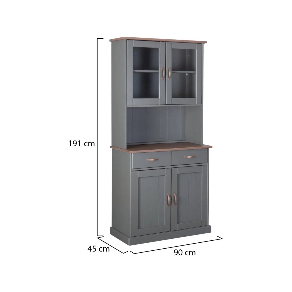 Madia Milzano, Credenza 2 Cassetti, 90x45x190h cm Grigio - Image 3