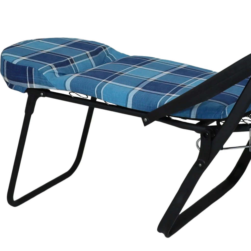 Marvin Sdraio Reclinabile da Giardino Sofia con Poggiapiedi Estraibile, 7 Posizioni, Cuscino Anatomico Imbo BLU A QUADRI - Image 7