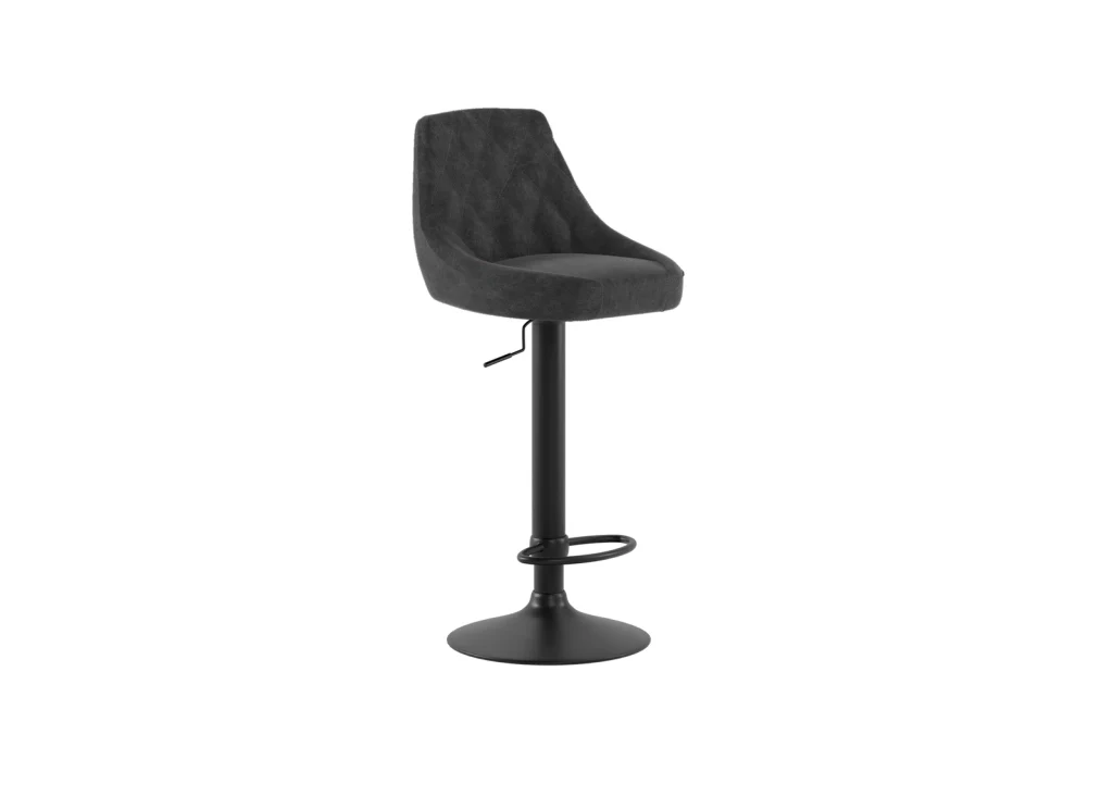 Sgabello Max con alzata a gas in microfibra grigio scuro - Base in metallo nero opaco, design regolabile ed ergonomico Stones - Image 5