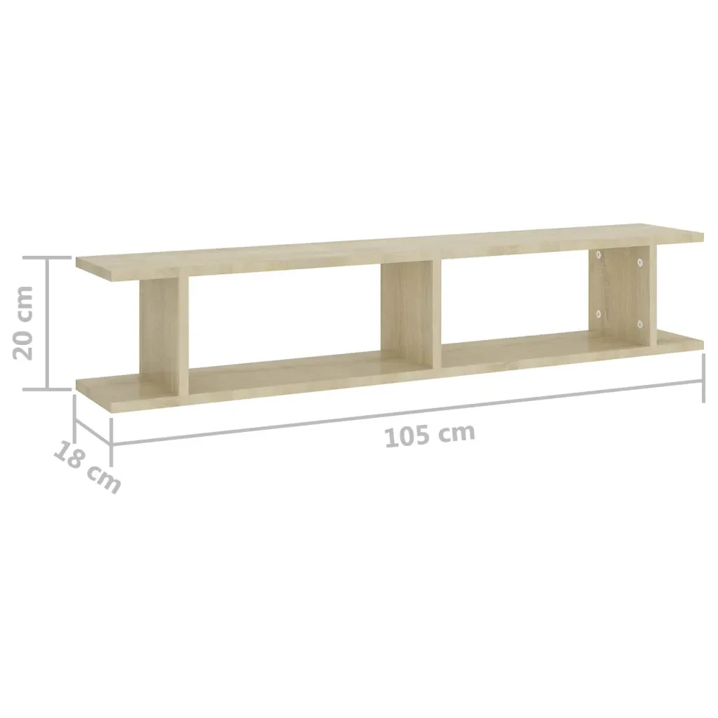 Mensole Parete 2pz Rovere Sonoma 105x18x20cm Legno Multistrato 807208 - Image 7