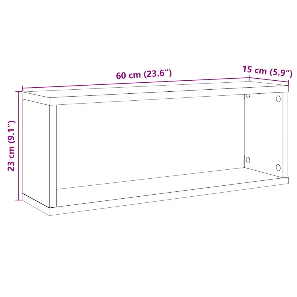 Mensole Muro Cubo 4pz Rovere Fumo 80x15x26,5 cm in Multistrato 815925 - Image 8