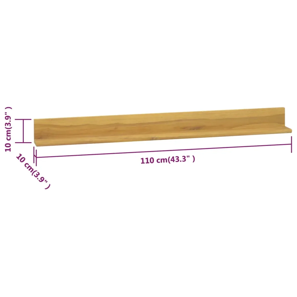 Mensole da Parete 2 pz 110x10x10 cm in Legno Massello di Teak 338261 - Image 6