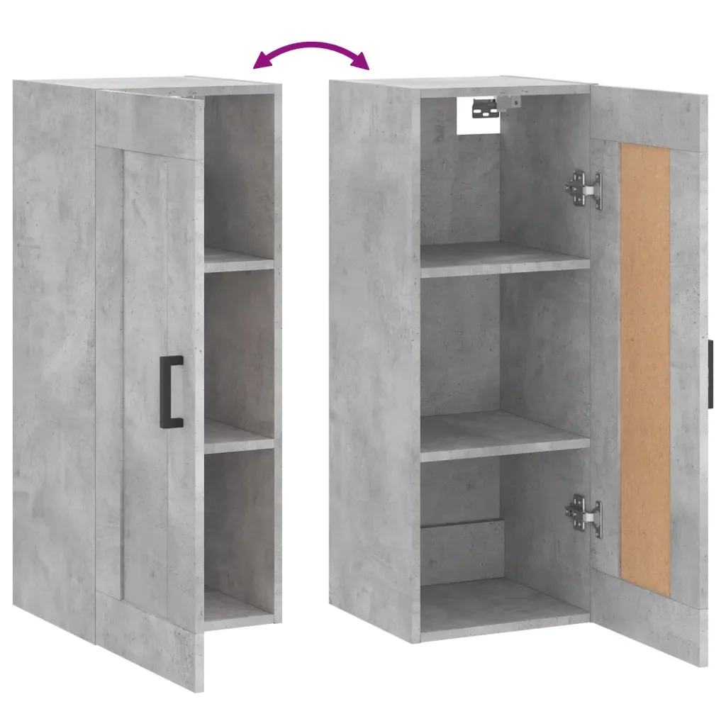 Mobile a Parete Grigio Cemento 34,5x34x90 cm Legno Multistrato 830504 - Image 10