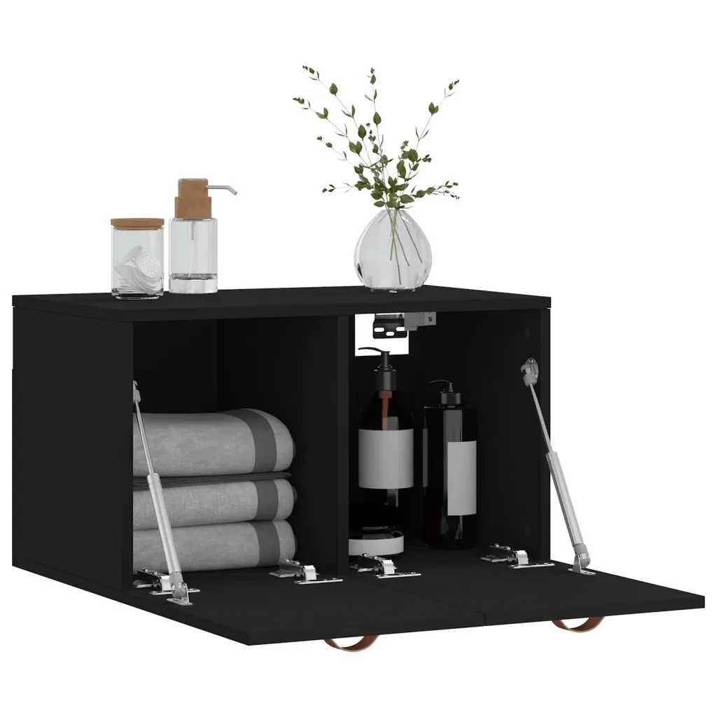 Mobile a Parete Nero 60x36,5x35 cm in Legno Multistrato 829997 - Image 10