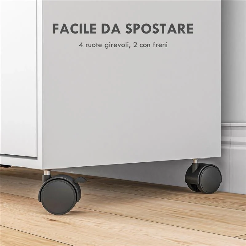 MOBILE ASSE DA STIRO CON PIANO D'APPOGGIO, 3 RIPIANI A CUBO E GUIDA, 107X42.5X99CM, BIANCO - Image 9