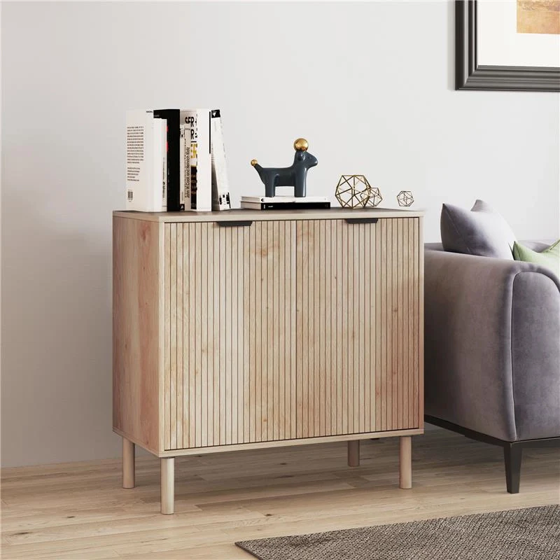 MOBILE CONTENITORE IN LEGNO A 2 LIVELLI CON RIPIANO REGOLABILE SU 3 LIVELLI, 78X40X77.5 CM COLOR ROVERE - Image 2