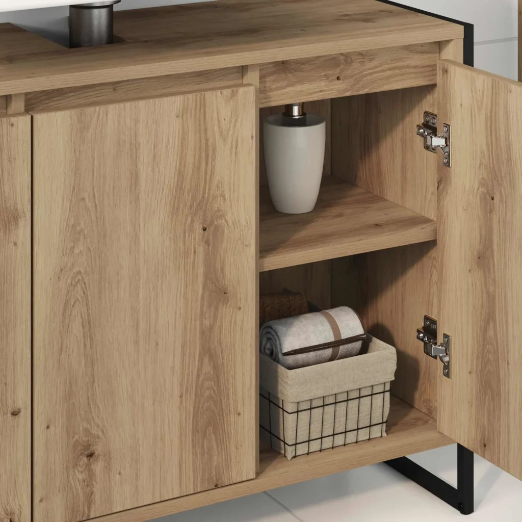 Mobile da Bagno con porta Rovere Artigianale 90 x 30 x 60 cm - Image 4