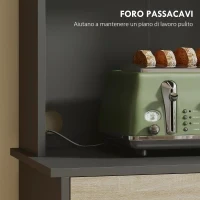 Mobile Dispensa in Legno con Cassetto, 2 Ripiani Aperti e Armadietti, 60x40x180 cm, Nero e color Legno - Image 6