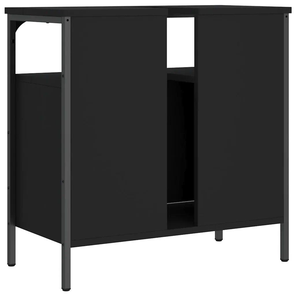 Mobile Lavabo Bagno Nero 60x30x60 cm in Legno Multistrato 842436 - Image 6