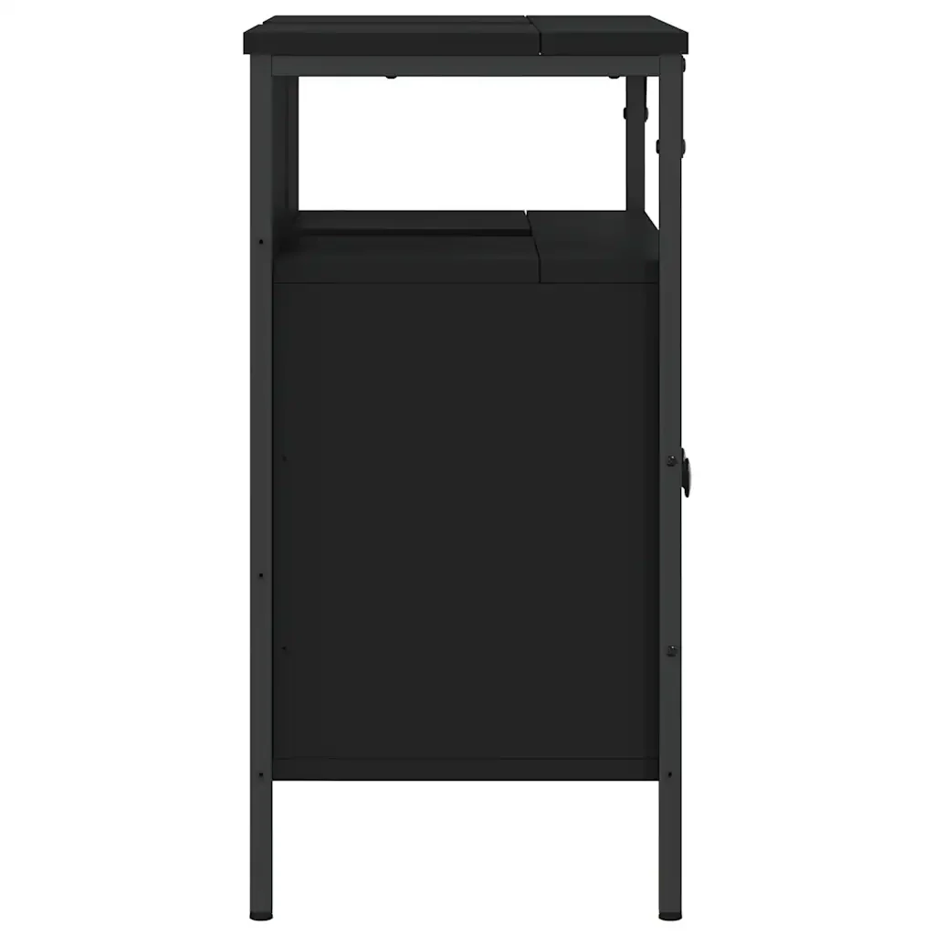 Mobile Lavabo Bagno Nero 60x30x60 cm in Legno Multistrato 842436 - Image 7