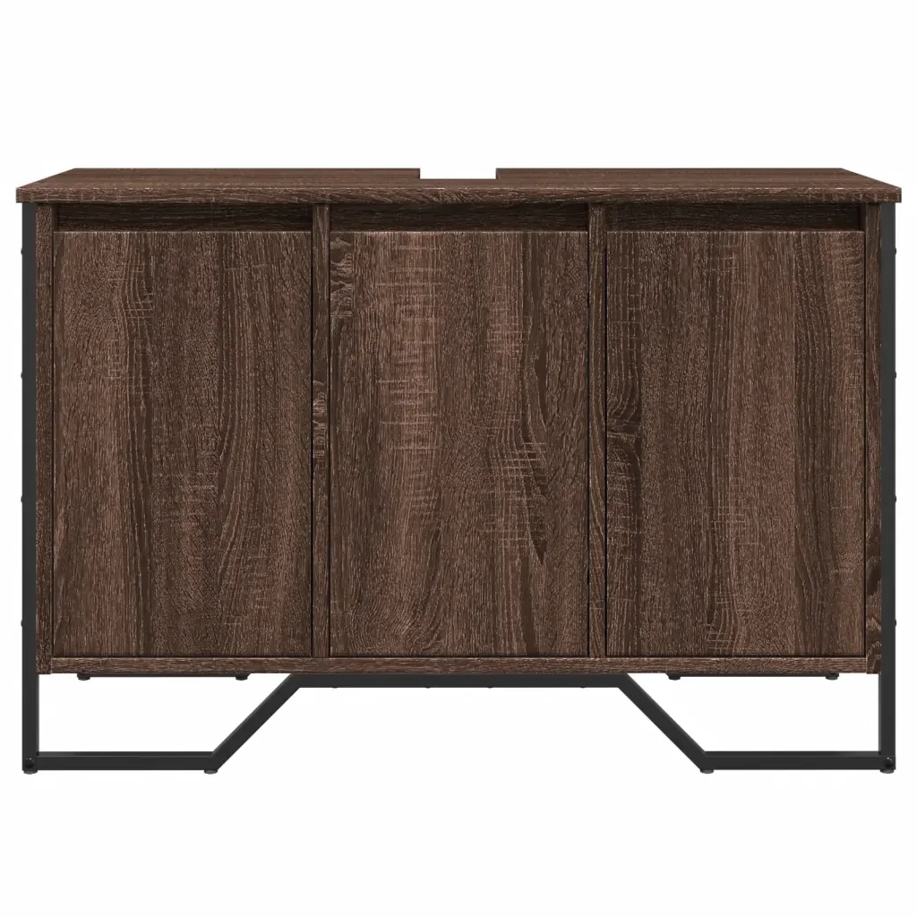 Mobile Lavabo Bagno Rovere Marrone 91x35x60cm in Truciolato 848663 - Image 4