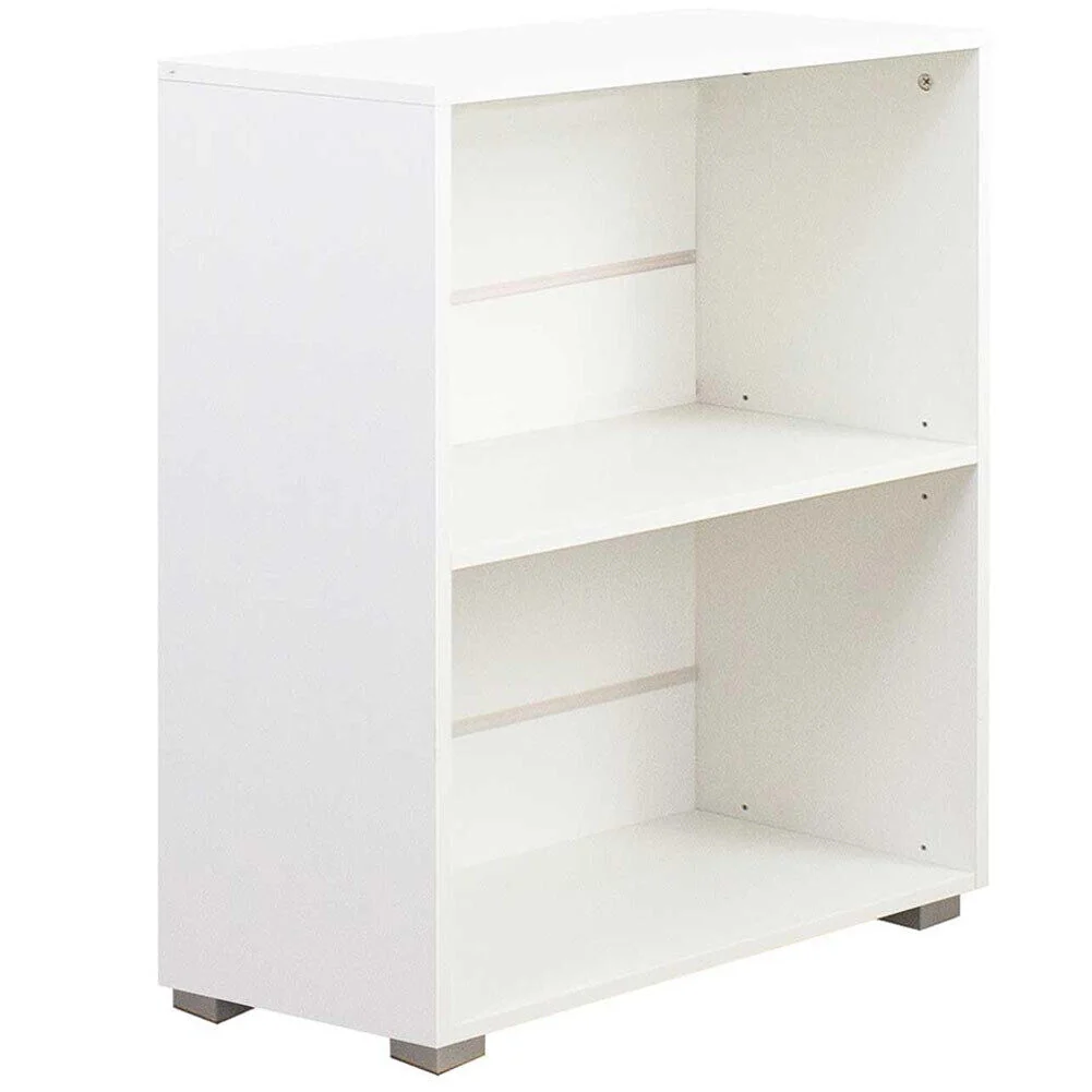 Mobile Mobiletto Libreria a Scaffali 2 Ripiani In Legno Bianco 77x60x31 cm - Image 4