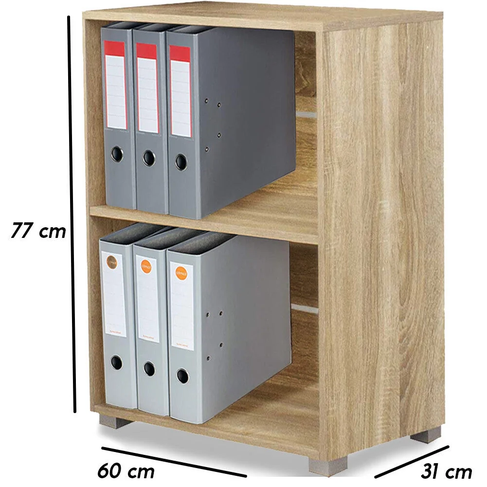 Mobile Mobiletto Libreria a Scaffali 2 Ripiani In Legno Naturale 77x60x31 cm - Image 5