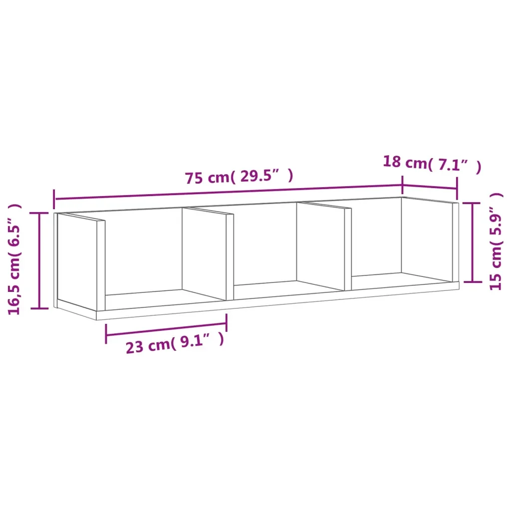 Mobile Pensile Grigio Sonoma 75x18x16,5 cm in Legno Multistrato 840439 - Image 10