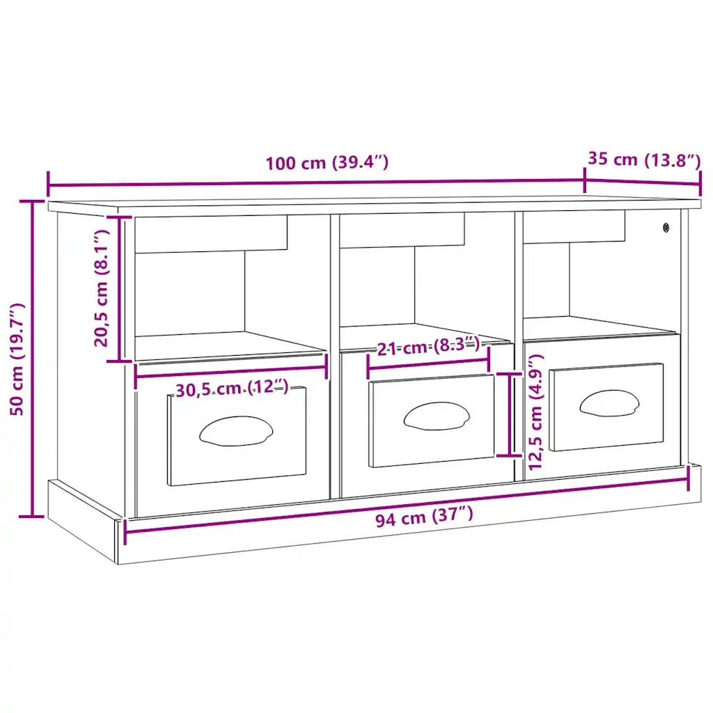 Mobile per TV Rovere Sonoma 100x35x50 cm in Legno Multistrato 816291 - Image 10