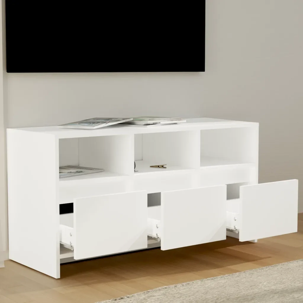 Mobile Porta TV Bianco 102x37,5x52,5 cm in Truciolato 809800 - Image 3