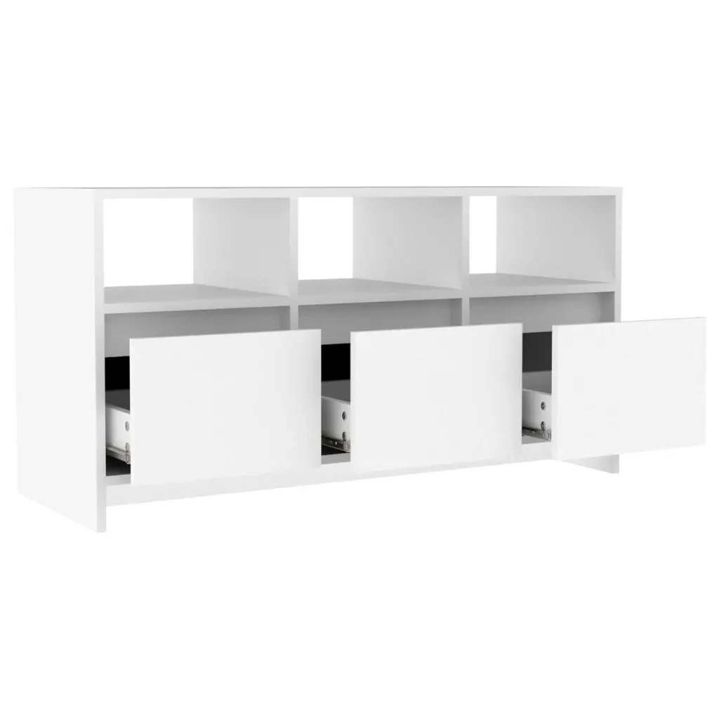 Mobile Porta TV Bianco 102x37,5x52,5 cm in Truciolato 809800 - Image 5