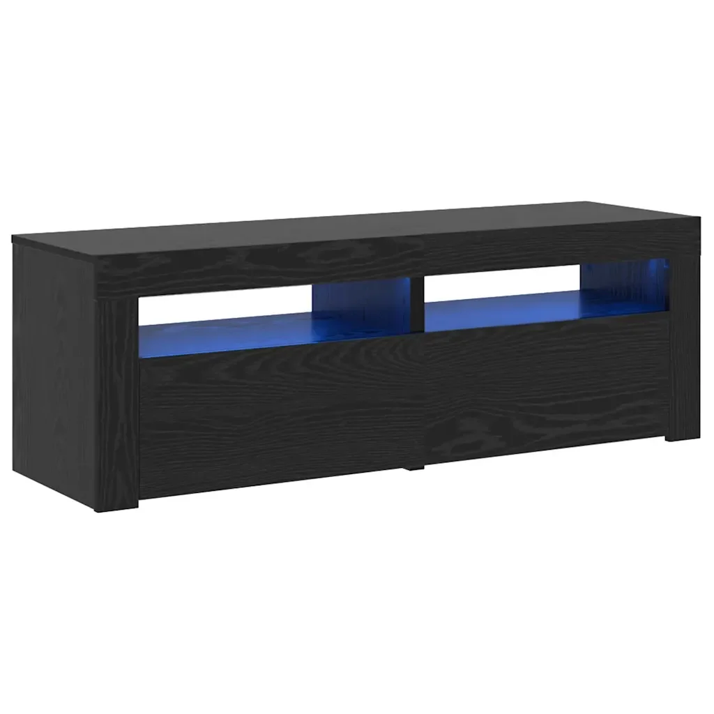 Mobile Porta TV con LED Rovere Nero 120x35x40 cm Multistrato 862031 - Image 2