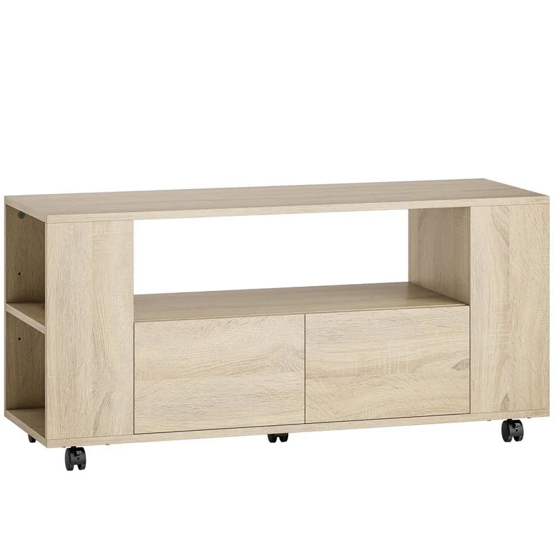 MOBILE PORTA TV DA 42" CON RUOTE GIREVOLI E FRENO, RIPIANI REGOLABILI E CASSETTI, 102X34.5X48.5 CM, LEGNO - Image 7