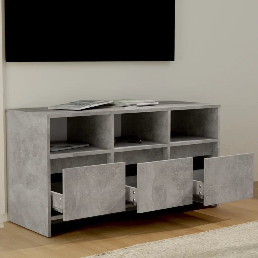 Mobile Porta TV Grigio Cemento 102x37,5x52,5 cm in Truciolato 809804 - Image 3