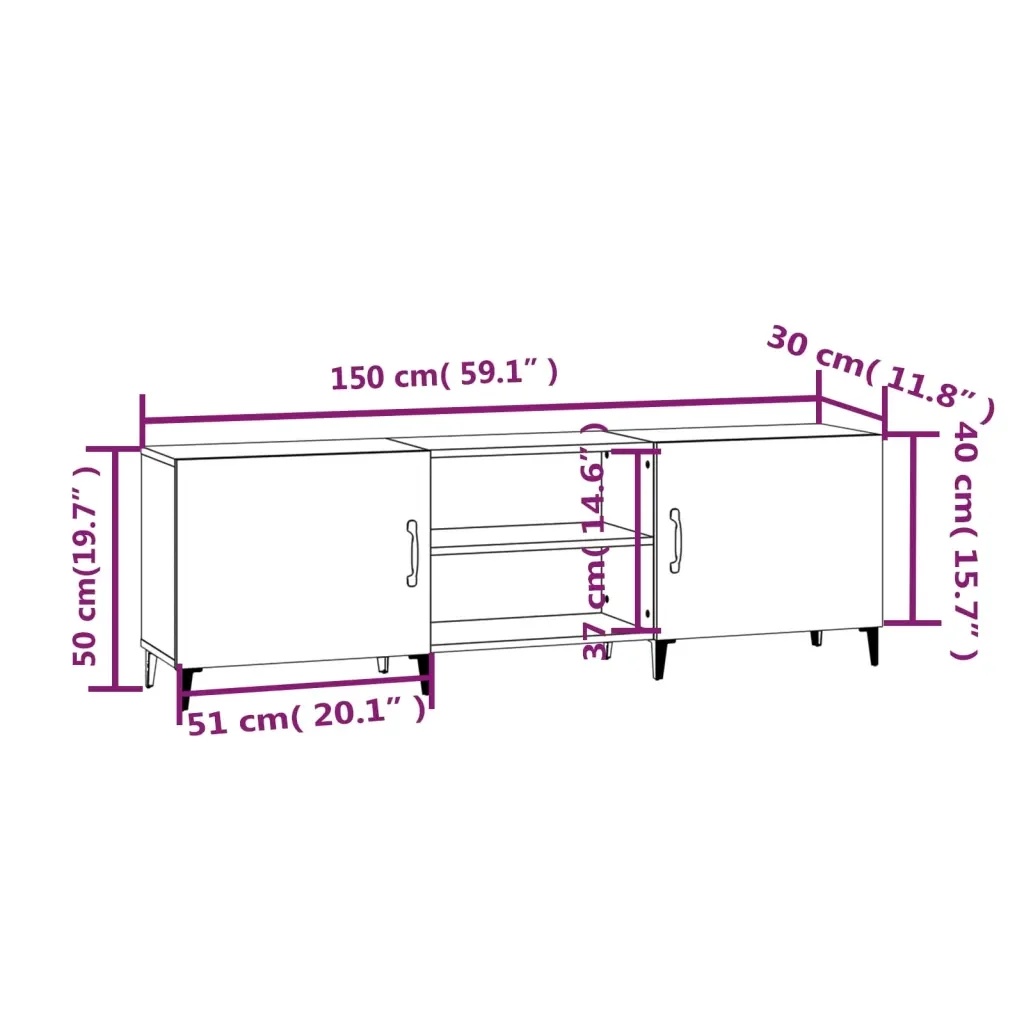 Mobile Porta TV Grigio Cemento 150x30x50cm in Legno Multistrato 812631 - Image 8