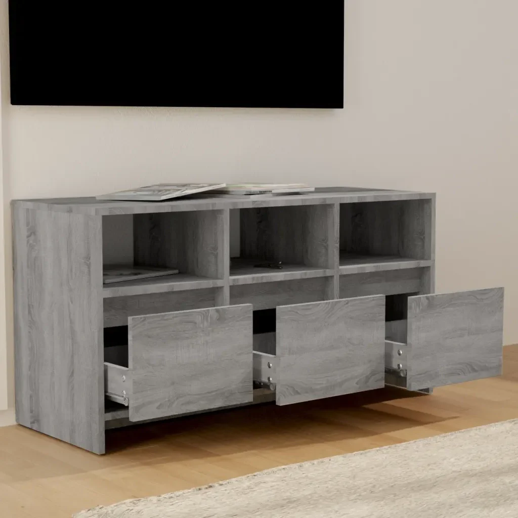 Mobile Porta TV Grigio Sonoma 102x37,5x52,5 cm in Truciolato 813024 - Image 3