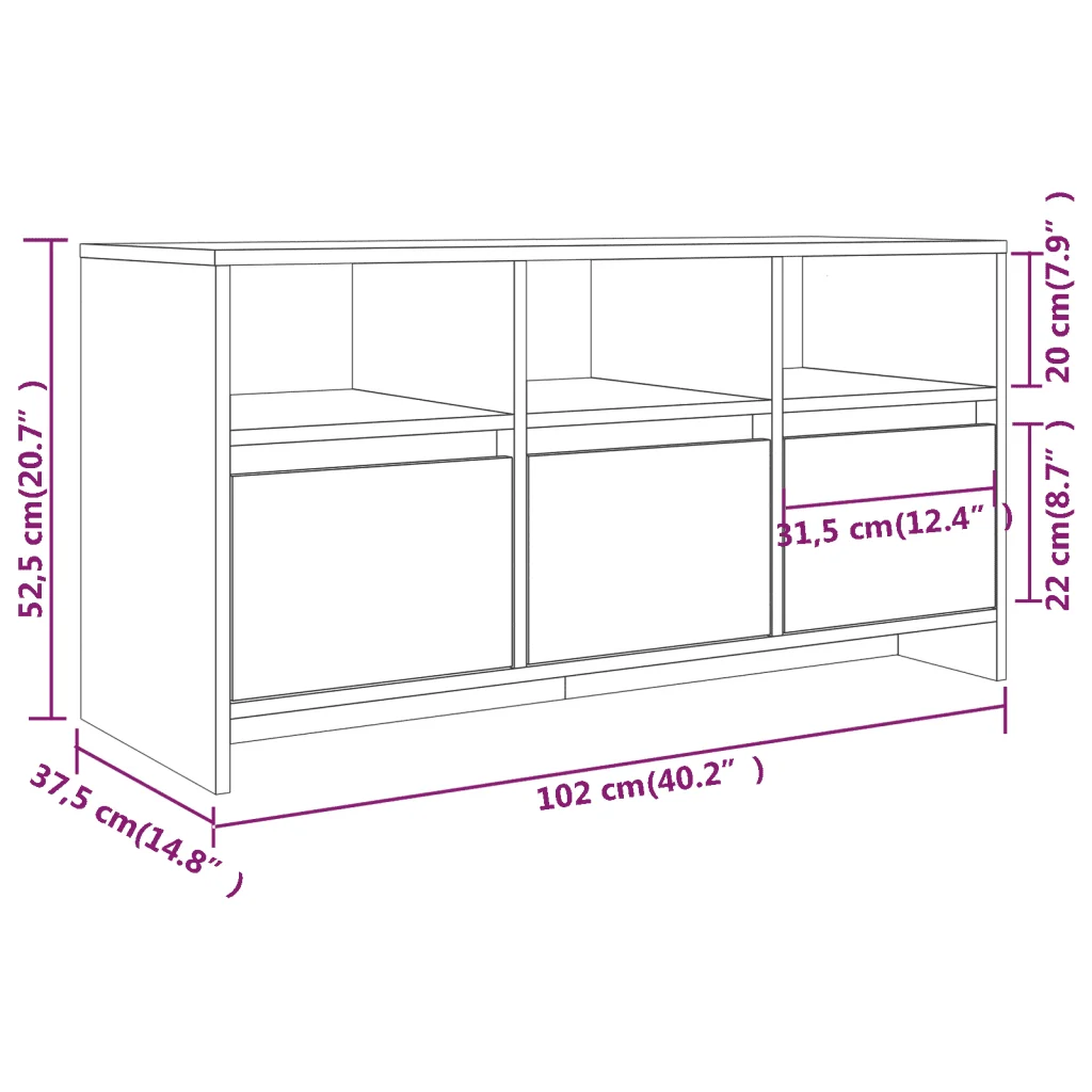 Mobile Porta TV Grigio Sonoma 102x37,5x52,5 cm in Truciolato 813024 - Image 8
