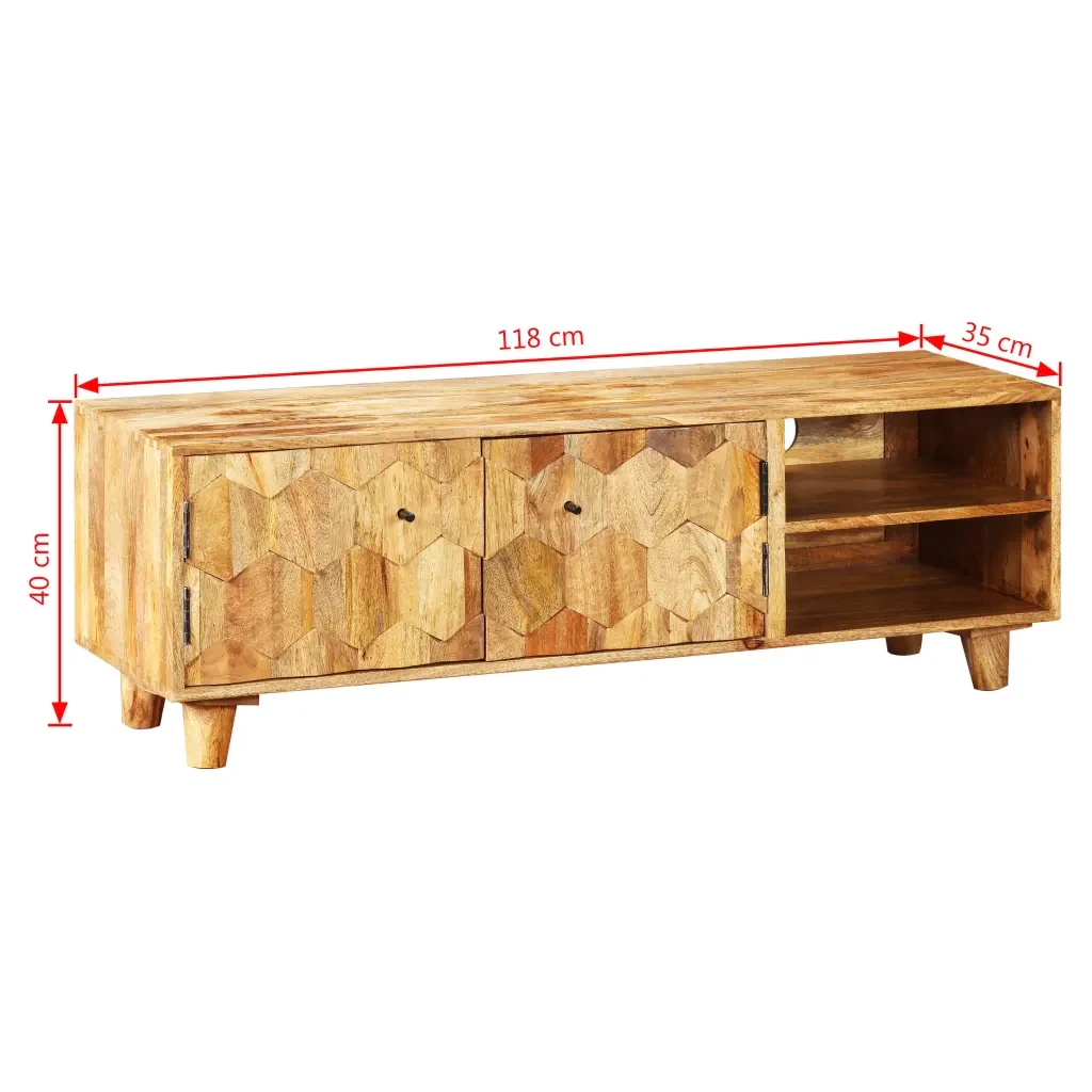 Mobile Porta TV in Legno Massello di Mango 118x35x40 cm 245136 - Image 7
