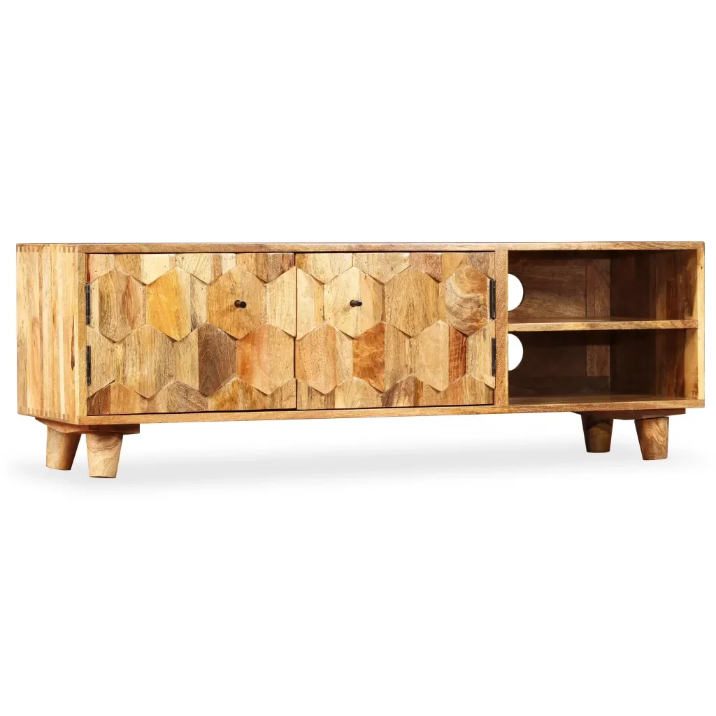 Mobile Porta TV in Legno Massello di Mango 118x35x40 cm 245136 - Image 8