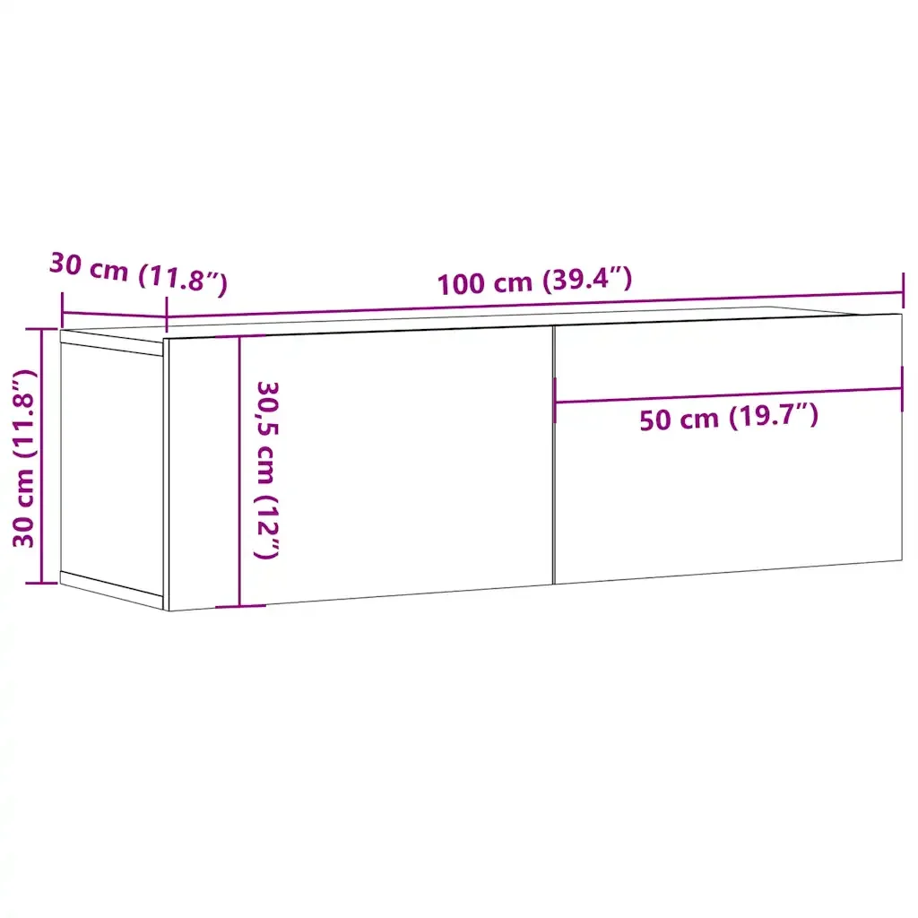 Mobile Porta TV Nero 100x30x30 cm in Legno Multistrato 801482 - Image 8