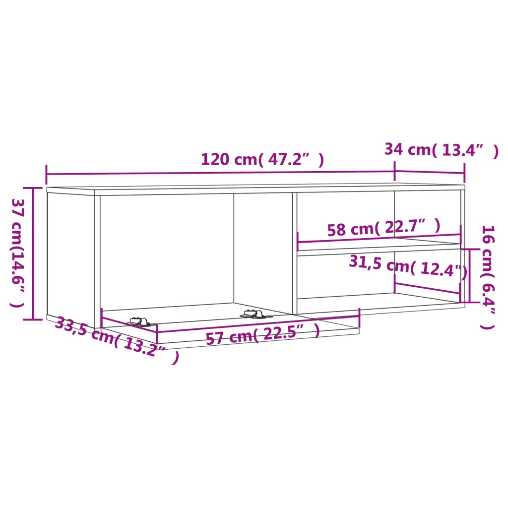 Mobile Porta TV Rovere Marrone 120x34x37 cm Legno Multistrato 833550 - Image 9