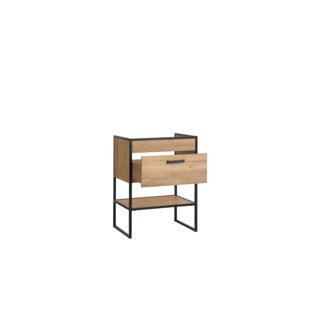 Mobile sottolavabo ONIL – 1 porta – Rovere chiaro e nero – Stile industriale – L60 cm - Image 3