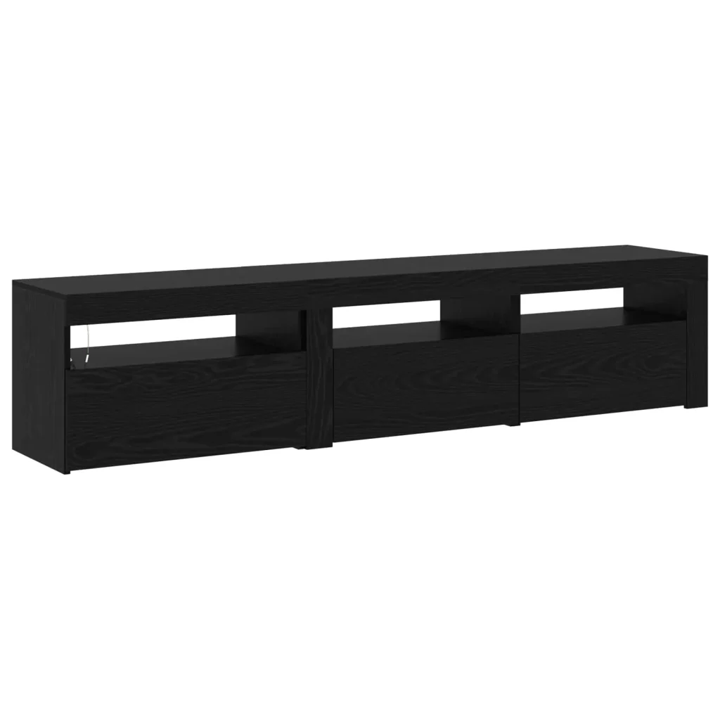 Mobile TV 2 pcs Rovere Nero 180 x 35 x 40 cm Legno multistrato 3332505 - Image 9